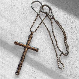 Vintage Silver Cross Necklace - Rustic Textured Pendant Womens